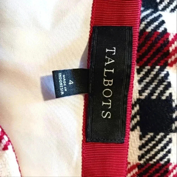 Talbots Wool Lined Festive Red Black Check Plaid mini Skirt. Sz 4 - Picture 8 of 10